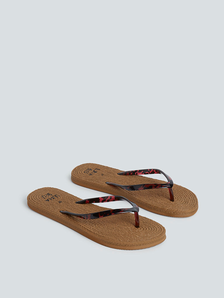 LUNA BLU Brown Rope-Textured Flip-Flops